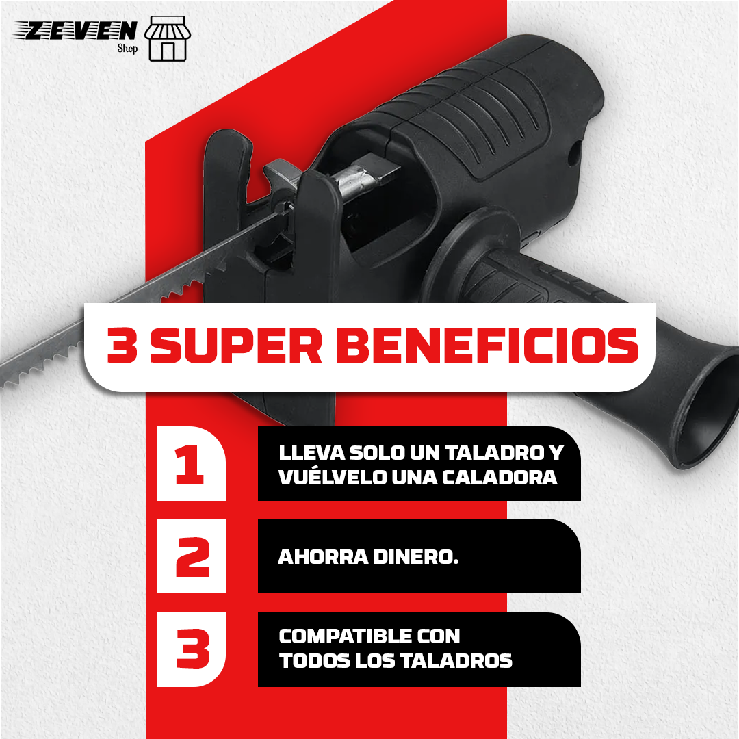 CutClean™ Adaptador de sierra eléctrica para taladro (Corta madera, acero y plástico)